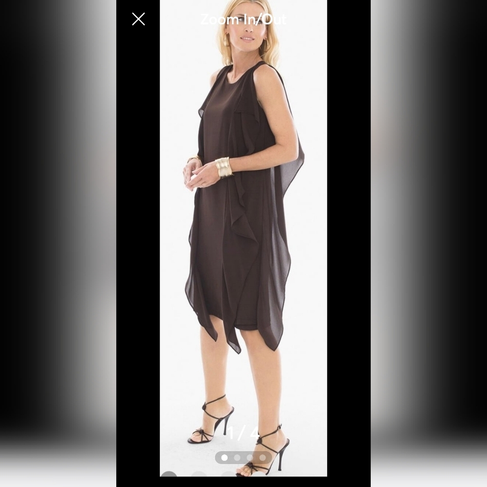 Chico's Black Label Exclusive Designer Collection Dress Chocolate Size 3 (16/18)